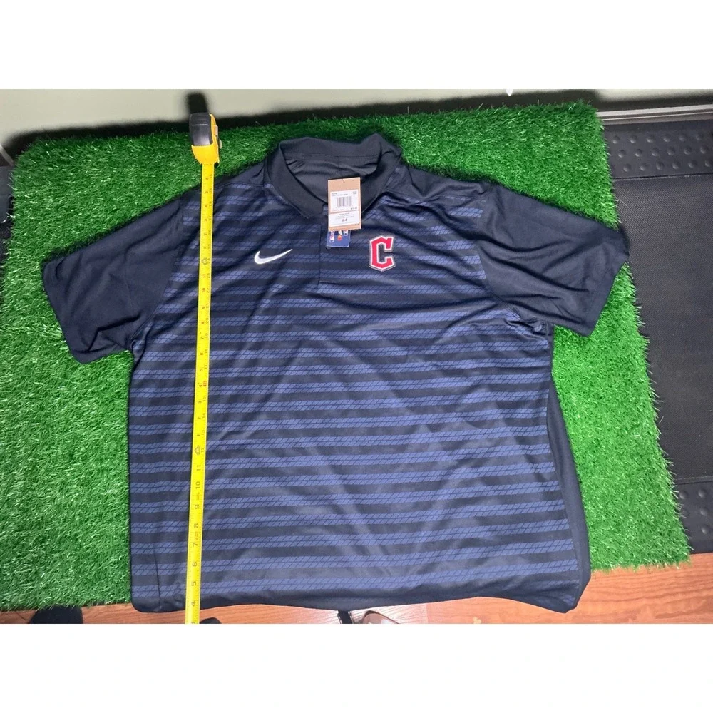 Nike Cleveland Guardians MLB Polo Shirt Mens XXL Navy Blue Dri-FIT Stripe New